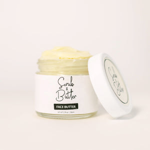 Face Butter by Scrub & Butter is available in a 2 fl oz | 56ml bottle. It is fragrance-free, planet friendly, and vegan.