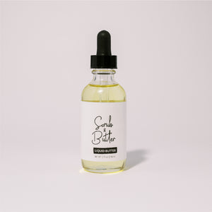Liquid Butter by Scrub & Butter is available in a 2 fl oz | 56ml dropper bottle. It is non-comedogenic, absorbs easily, and versatile.