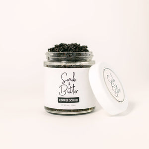 Coffee Scrub by Scrub & Butter is available in a 4oz | 118ml jar. It encourages circulation, is rejuvenating, and moisturizing.