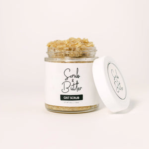 Oat Scrub by Scrub & Butter is available in a 4oz | 118ml jar. It is soothing, gentle, and creamy.